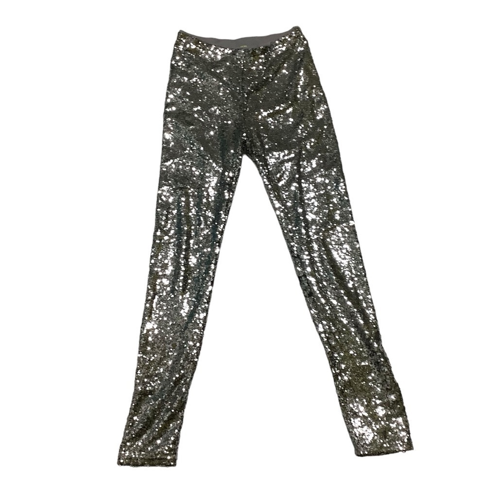 Gianni Bini Sequined Pant Sz Small Silver Flawed
